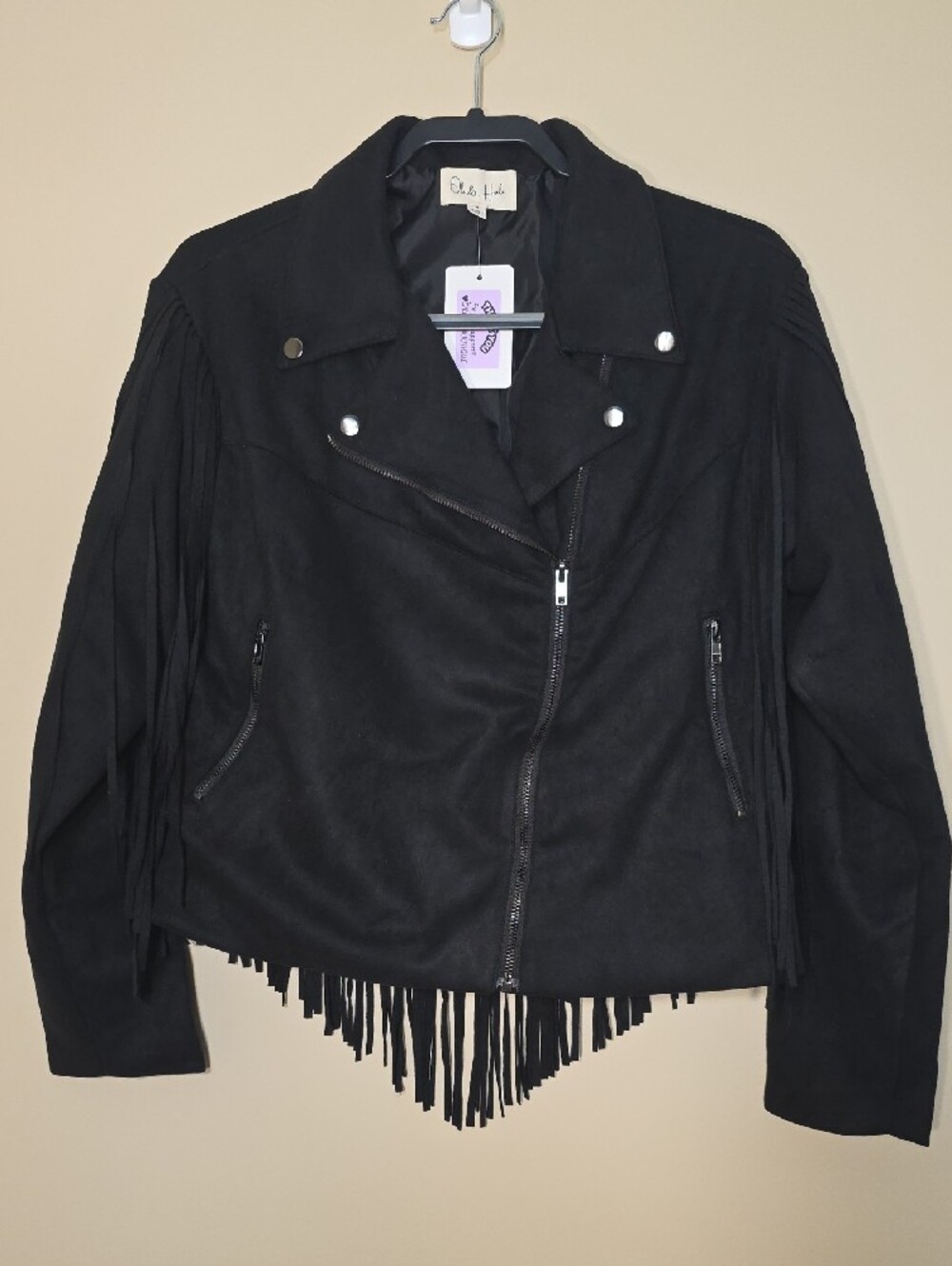 Oli & Hali Black Fringe Moto Jacket | NWT | Size Small | Western Boho - Picture 2 of 11